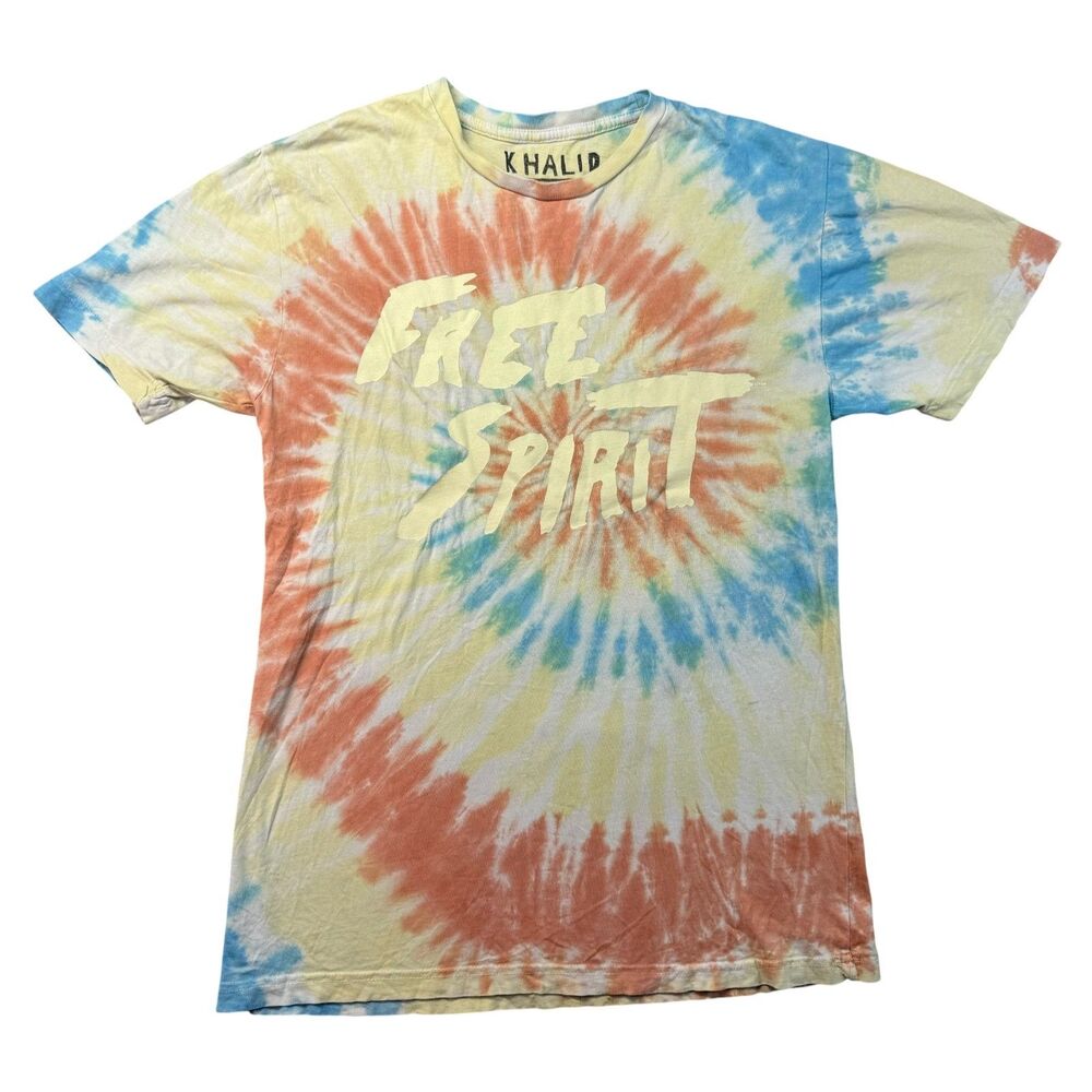 Khalid Tour Shirt Mens Medium Yellow Free Spirit Tie Dye Short Sleeve Tee Adult
